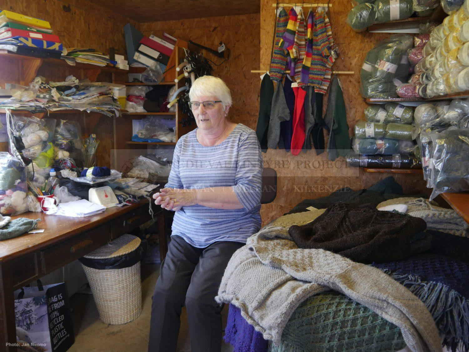 Anne Stewart in her workshop at Machrihanish.